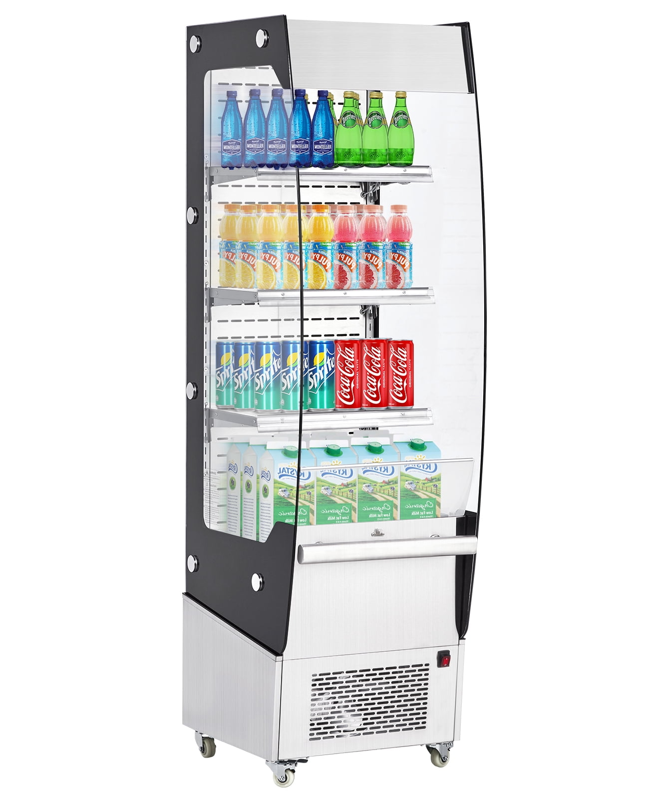 Acekid 220L Commercial Display Refrigerator, Cake Fridge, Double-Layered Glass Door Upright Display Beverage Cooler, Interior LED Lighting