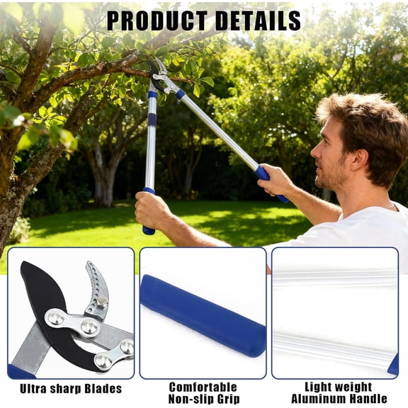 Acekid 23Inch Bypass Loppers for Tree Trimming, Aluminum Alloy Handle Professional Tree Trimmer, Blue