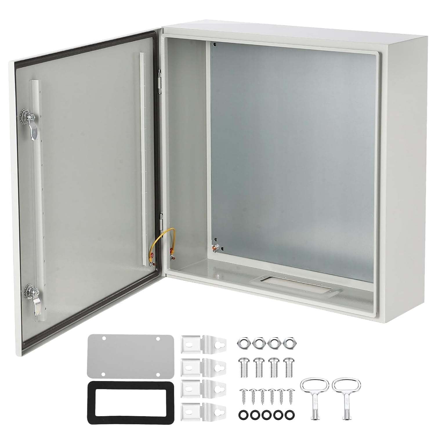 Acekid 24"x24"x8" NEMA 4X Steel Electrical Box - IP66 Waterproof & Dustproof, Outdoor/Indoor Junction Box with Mounting Plate for Electrical Projects