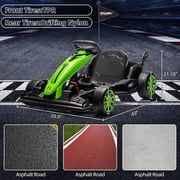 Acekid 24V Ride On Go Kart Electric Ride On Car Drift Kart with Adjustable Seat 7.5MPH Fast Drifting Max Load 135lbs Green