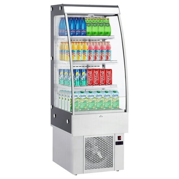 Acekid 250L Commercial Display Refrigerator, Cake Fridge, Double-Layered Glass Door Upright Display Beverage Cooler, Interior LED Lighting