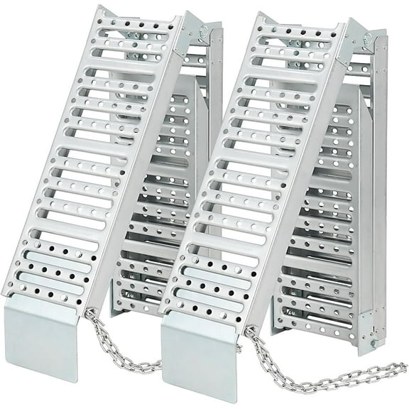 Acekid 2PC 6FT Folding Loading Ramps, 1000 lbs Capacity Metal Ramps for Trucks Trailers, Silver