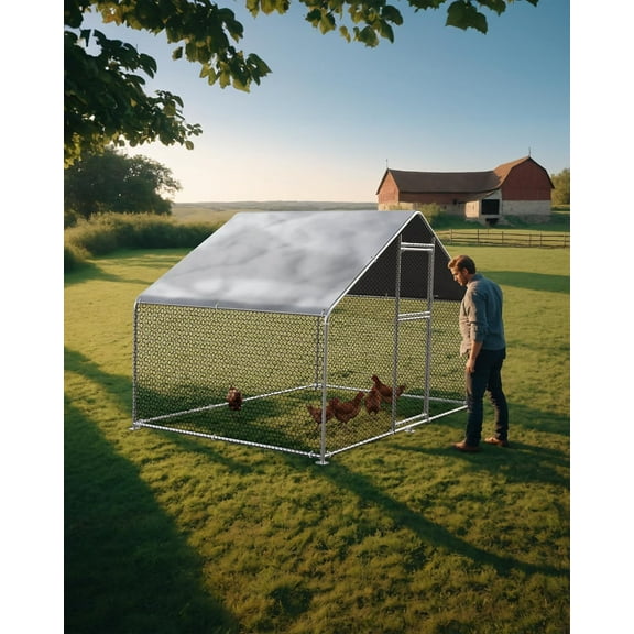 Acekid 3*2*2M Large Outdoor Dog Kennel, Big Outside Dog House, Heavy Duty Dog Run Enclosure Playpen Coop Fence with Waterproof and Anti-UV Cover Roof