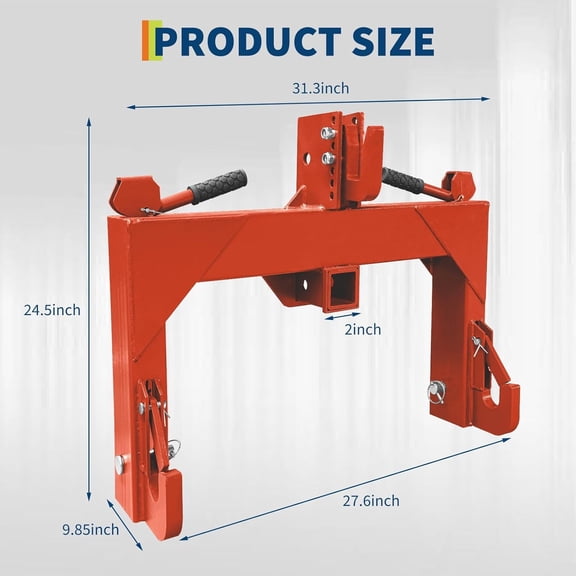 Acekid 3 Point Quick Hitch - 2" Hitch Receiver, 3000 LBS Capacity with Pin Hooks, Orange