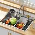 thumbnail image 1 of Acekid 30 Inch Kitchen Sink Waterfall Set, 304 Stainless Steel Single Bowl Family and Bar Sink with Full Set Accessories, Modern Kitchen Sink for Home, 1 of 8