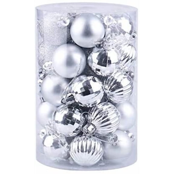 Acekid 34 Pcs Christmas Ball Ornament Shatterproof Xmas Tree Hanging Ball Ornaments Set Decorations Perfect for Christmas Decor Silver