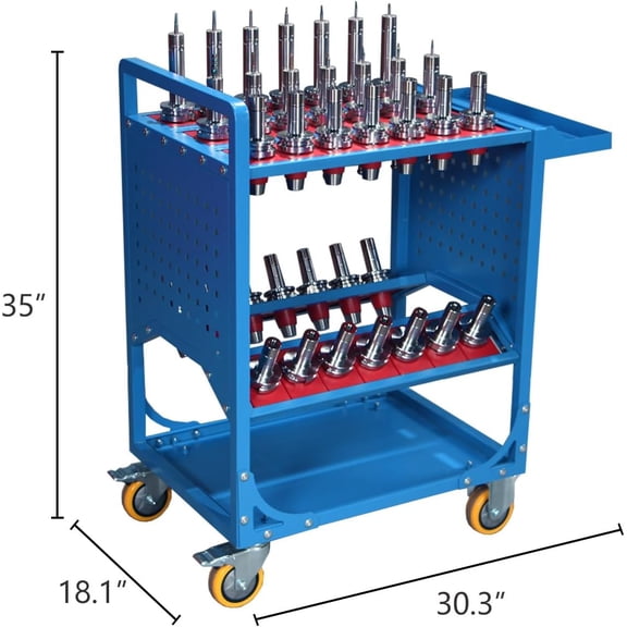 Acekid 35-Piece Rolling Tool Cart on Wheels, Heavy Duty CNC Tools Storage Rack, for Mechanics Garage Warehouse Workshop, Blue