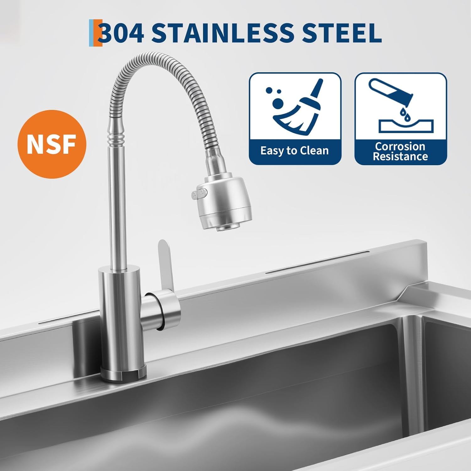 Acekid 36 x 20 x 35.5 Inch Utility Sink - Freestanding Commercial Stainless Steel Sink, Adjustable Leg with Hot/Cold Faucet, Hoses & Drain Kit, for Kitchen/Garage/Bathroom/Outdoor, Black