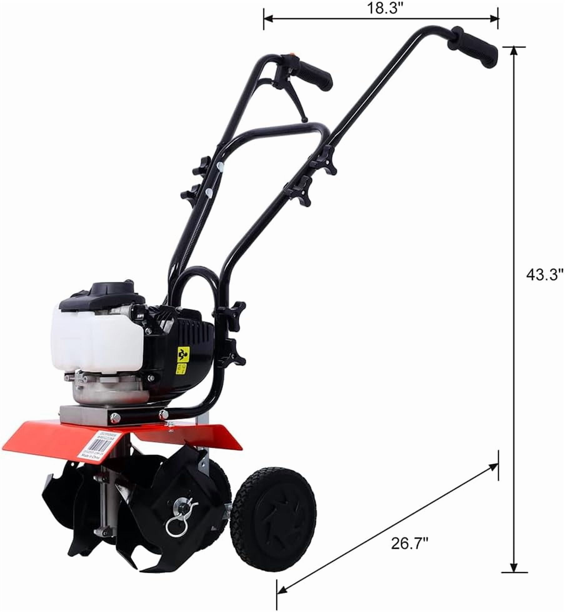 Acekid 37.7cc 4-Cycle Engine Tiller Cultivator Powerful Clean Emissions Performance Lightweight Air Filter Design Red