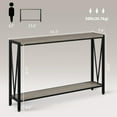 thumbnail image 1 of Acekid 43 Inch 2-Tier Narrow Console Table Stylish Sofa Side Table with V Design Premium Space Saving Furniture Grey, 1 of 7