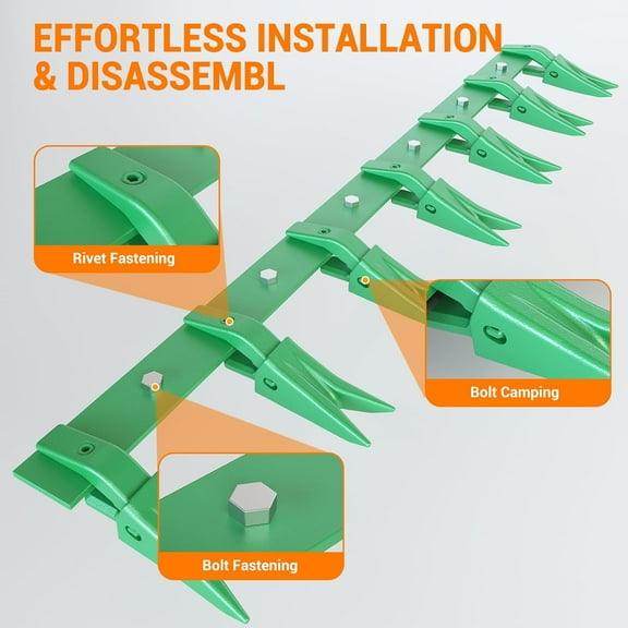 Acekid 46-Inch Bucket Tooth Heavy Duty Bar for Sub-Compact Tractors, Bucket Teeth Fits 1/2-Inch Bucket Cutting Edges or Less, No Drilling Required, Durable Green Design