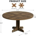 thumbnail image 1 of Acekid 47 Inch Round Dining Table for 4 Farmhouse Kitchen Dining Room Circle Dinner Table Brown, 1 of 7
