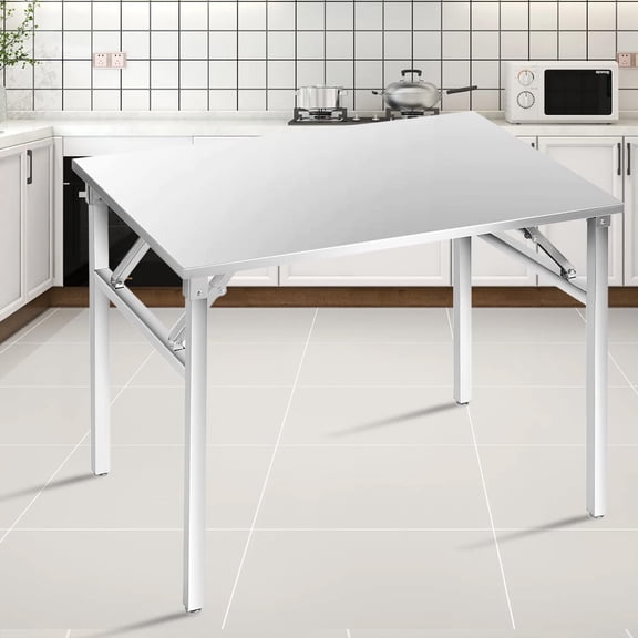 Acekid 48*30*33.5inch Commercial Worktable Workstation,Stainless Steel Folding Table with Metal Adjusting Foot for Kitchen