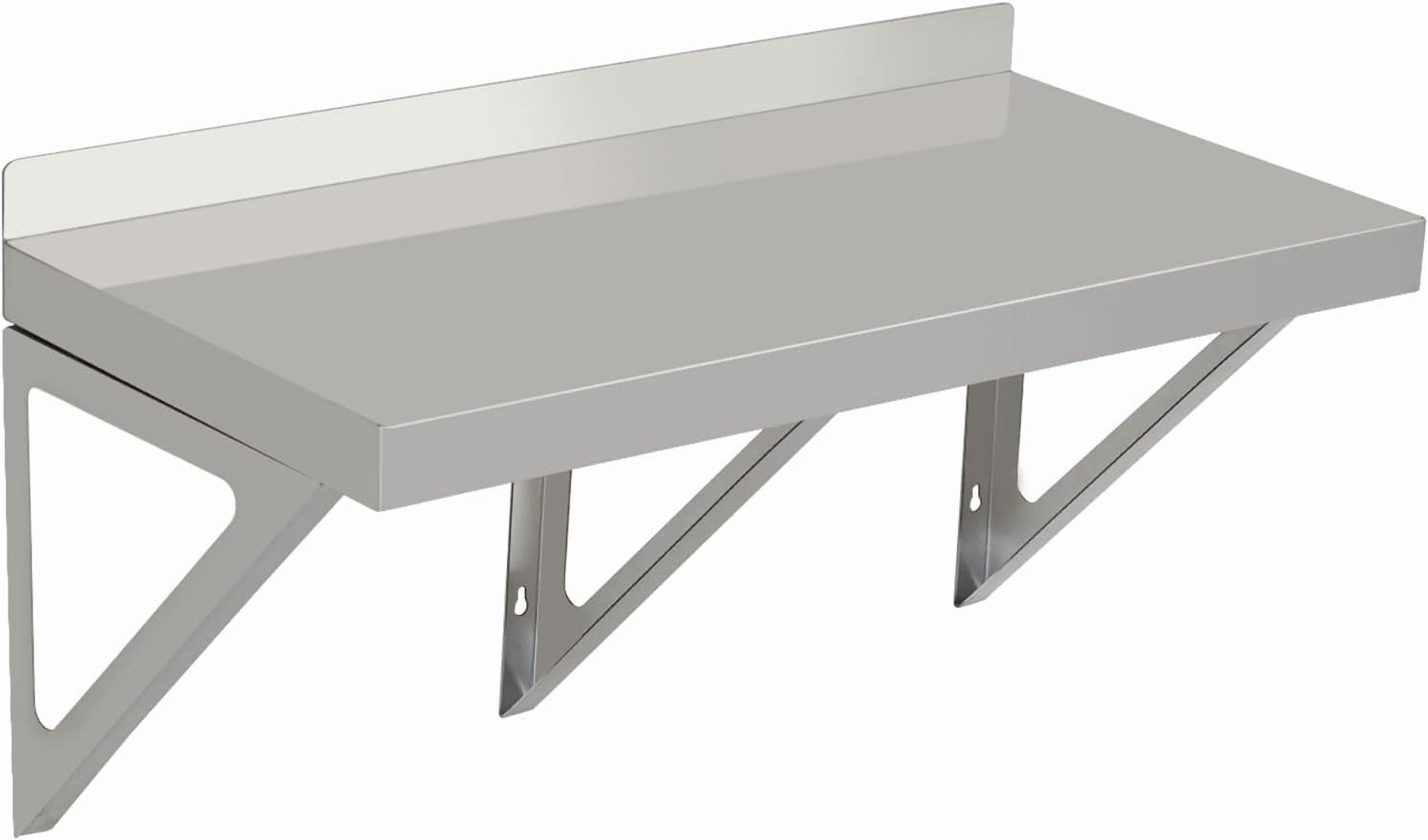 Acekid 48 inch Stainless Steel Wall Shelf NSF Commercial Wall-Mounted Shelving Appliance & Equipment Metal Shelving With a Backsplash and Two Brackets