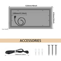 Acekid 48 x 24 in LED Bathroom Mirror with Lights Backlit Color Changing Lighted Mirror Dimmable Anti-Fog Memory Function Rectangular