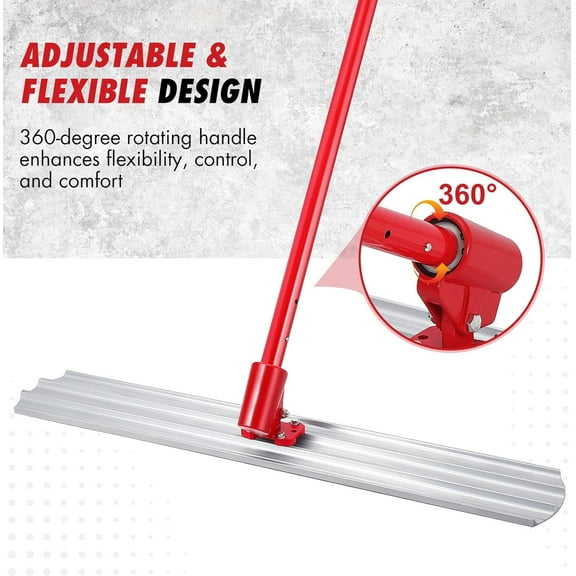 Acekid 48"x8" Magnesium Bull Float for Concrete Finishing - Heavy-Duty Cement Smoothing Tool With Adjustable Handle Bracket