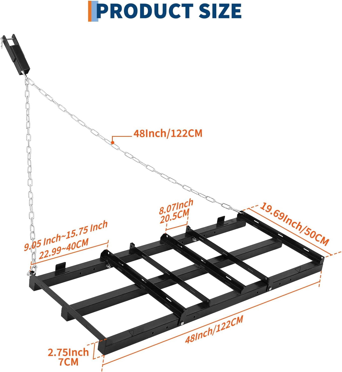 Acekid 4FT Heavy Duty Drag Harrow for ATV UTV Tractor Mower, Adjustable ...