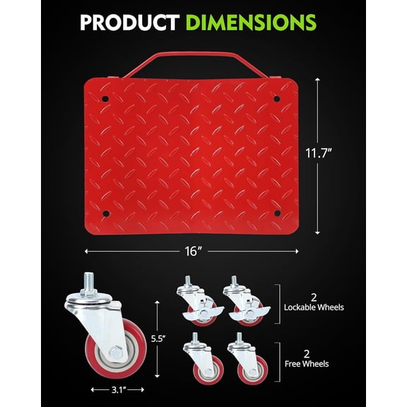 Acekid 4PC Car Dolly 3000LBS Capacity Wheel Dolly Car Tire Wheels Cart Moving Cars with 360° Rotational Wheel