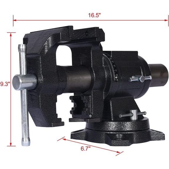 Acekid 5-Inch Multi-Jaw Bench Vise, Multipurpose 360-Degree Rotation Clamp On Vise with Swivel Base, for Industrial Use, Black