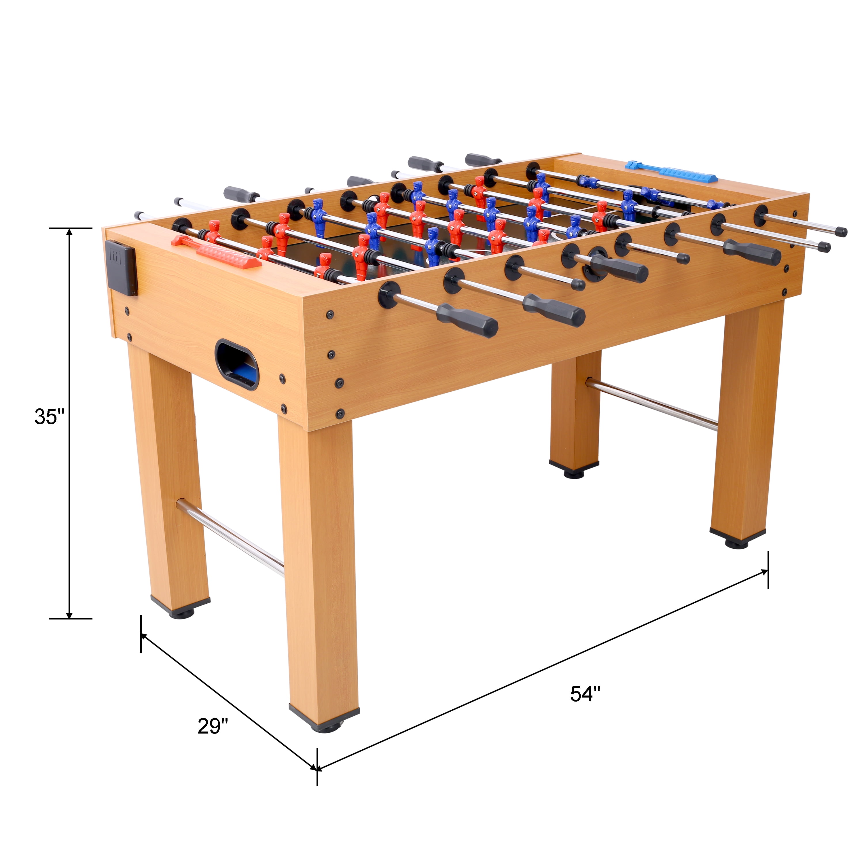 Acekid 54in Soccer Table with 4 Balls 1 Cup Holder 2 Counters Arcade Competition Sized Foosball Table Family Sports Game Table Brown