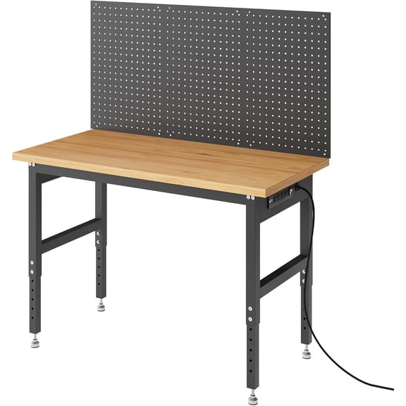 Acekid 60 Inch Adjustable Workbench with Pegboard Wall,2200 LBS Garage Table,Height Tool Storage for DIY Projects,Nail board type