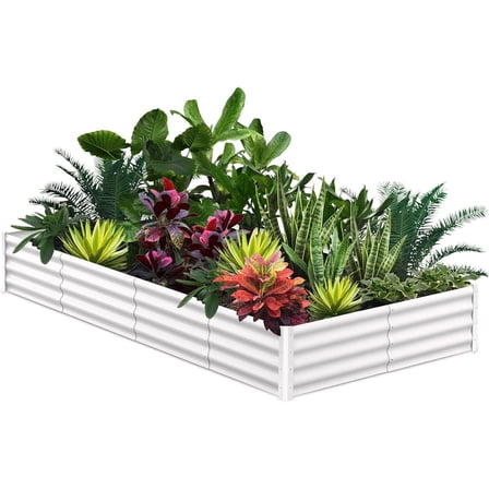 Acekid 6x3x2 FT Raised Garden Bed, Outdoor Galvanized Planter Box for Gardening, Rectangular Metal Bed for Plants, Vegetables, Flowers
