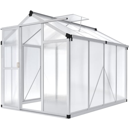 Acekid 6x8 FT Greenhouse, Large Aluminum Greenhouses for Outdoors, Heavy Duty Polycarbonate Greenhouse with Roof Vent,Walk-in Green Houses for Winter Garden
