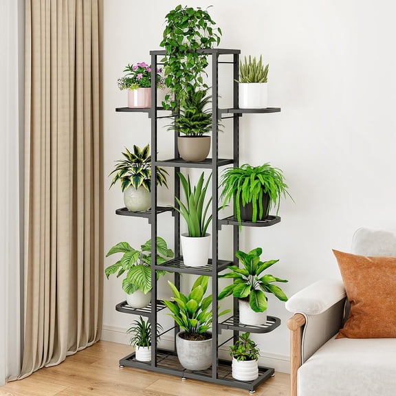Acekid 7-Layer Tiered Plant Stand Indoor, for Living Room Balcony, Perfect for Plant Lovers, Dark Gray