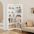 thumbnail image 1 of Acekid 72.8In Corner Book Shelf Farmhouse Bookcase with Doors Modern Storage Rack 5 Shelf Tall Standing Bookshelves, 1 of 8
