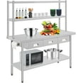 thumbnail image 1 of Acekid 72"X24" Stainless Steel Table with Overshelves and 3 Drawers, NSF Work Table Shelf Drawers, Metal Table Prep Table, 1 of 6