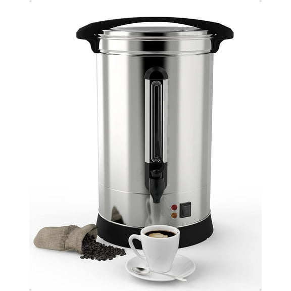 Acekid 90-Cup Commercial Coffee Urn, 18L (3.8 Gallon) Stainless Steel Large Coffee Maker, Double-Wall Insulated, Quick Brewing for Large Events