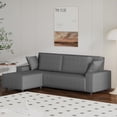 thumbnail image 1 of Acekid 96 Inches Large Stripe Corduroy Sectional Sofa, L Shaped Modern Corduroy Couch with Chaise, Comfy Sofa Couch with Deep Chaise for Living Room, 1 of 7