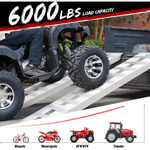 Acekid Aluminum Loading Ramps for Trailer 2PC 72x15in, Heavy Duty with Non-Slip Surface, Silver