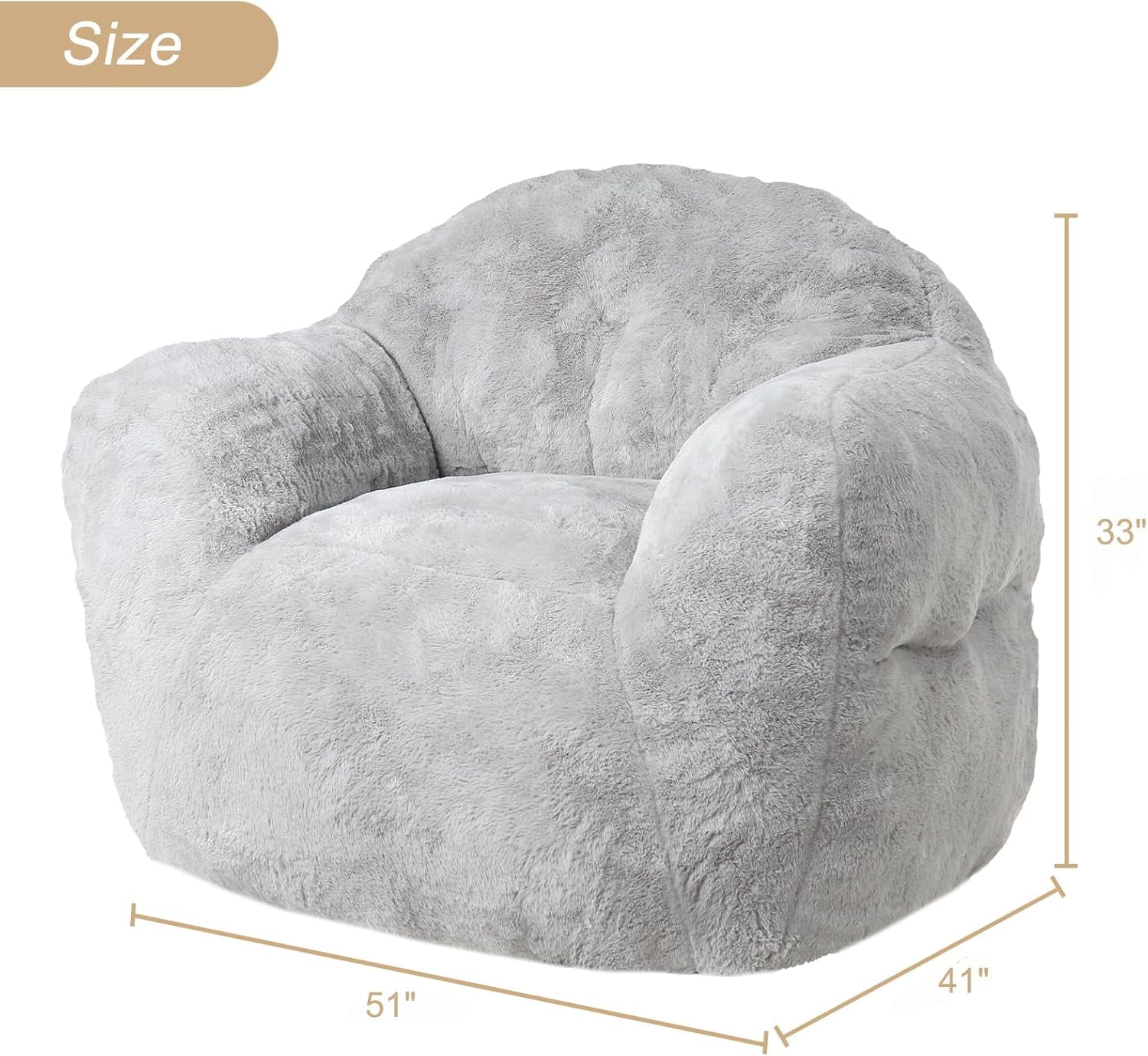 Acekid Bean Bag Chair With Filler Included Large Beanbag Chairs For Adults Machine Washable Memory Foam Bean Bag Chair Ultra Soft Faux Fur Fabric Round Fluffy Sofa For Living Room