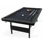 Acekid Black 6FT Compact Pool Table, Folding Billiards Table for Home with Carbon Steel Structure & Level MDF Surface