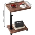 thumbnail image 1 of Acekid C Table End Table Adjustable Height, 360°Swivel TV Tray Table Slides Under Sofa with Wheels, Walnut, 1 of 9