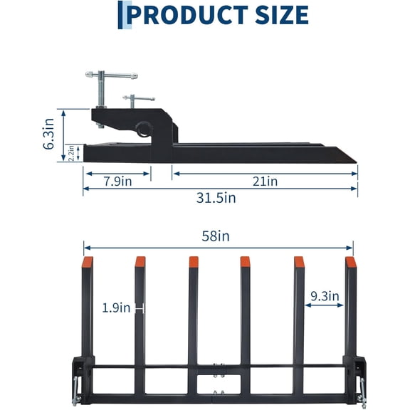Acekid Clamp On Debris Bucket, 4000 LBS Capacity Heavy Duty Pallet Forks for Tractor Loader Skid Steer, Black