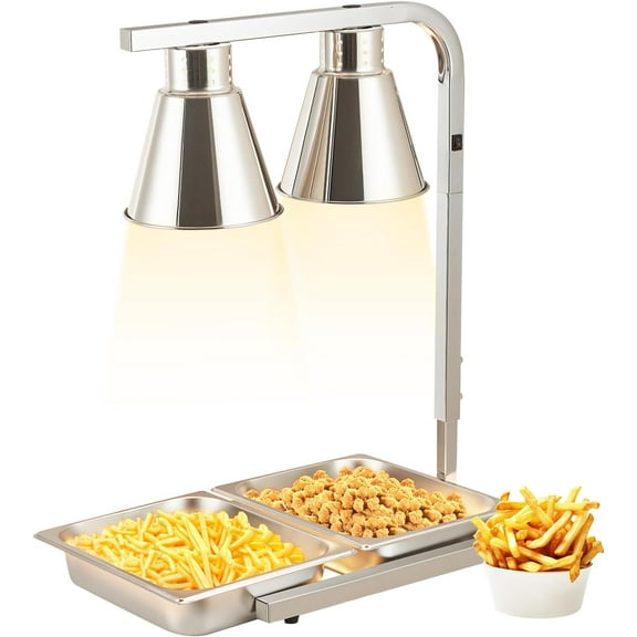Acekid Commercial Grade Food Heat Lamp, Food Heat Lamp,Portable Electric Food Warmer 2-Bulb 500W, Rapid-Heating Bulbs, Electric Heat Lamp
