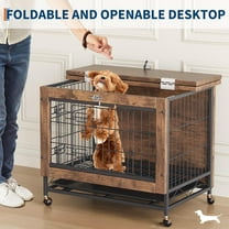 Acekid Dog Crate Furniture Multi-Functional 2 Doors Heavy Duty Indoor Puppy Cage Kennel Wooden Crate Dog House Ca