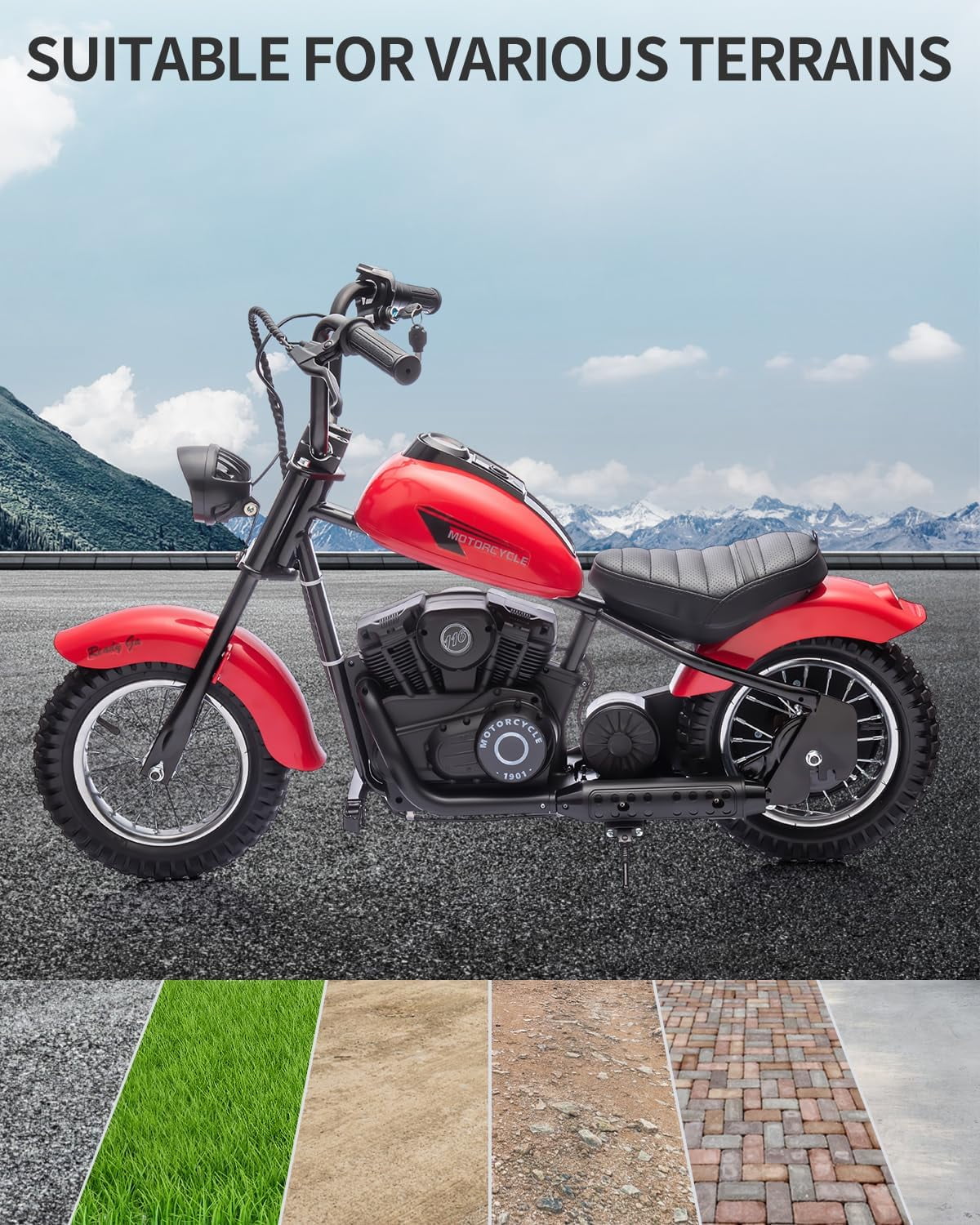 Acekid Electric Dirt Bike 24V 250w Motor LED Lights Comfortable Leather Seat Two-Speed Electric Motorcycle Teens