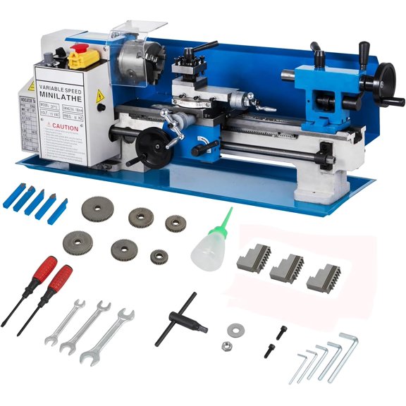 Acekid EliteEdge Metal Lathe 7"x12" -Long-lived High-Grade Construction, Precise Variable Speed Control, 2500RPM, Secure 3" 3-Jaw Self-Centering Chuck, 550W Benchtop Mini Lathe