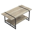 Acekid Farmhouse Rectangular Coffee Table, 2 Tier Steel Frame Wood ...