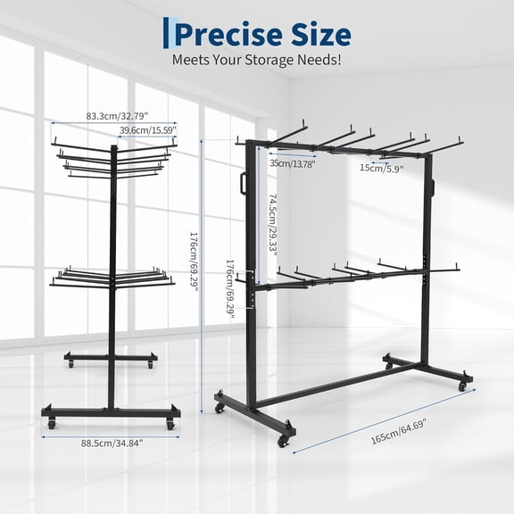 Acekid Folding Chair Storage - Heavy Duty Chair Cart for 84 Chairs or 42 Chairs & 12 Tables, 360 Locking Wheels