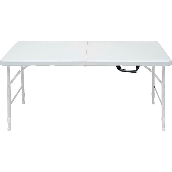 Acekid Folding Table, 4 Foot Portable Plastic Foldable Table, Adjustable Height with Carrying Handle, for Dining, Picnic, Party, Camping