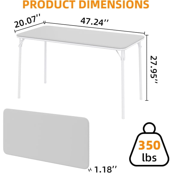 Acekid Folding Table 4 Foot with Upholstered PU Leather Tabletop Heavy Duty Metal Legs Collapsible Design Shelf Bracket Gray