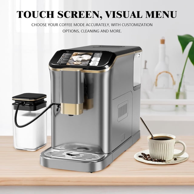 Acekid Fully Automatic Espresso Machine,Coffee Maker With 20 Bar, Milk System, 7 Coffee Varieties, Intuitive Touch Display, Coffee Machine With Auto Clean Filter