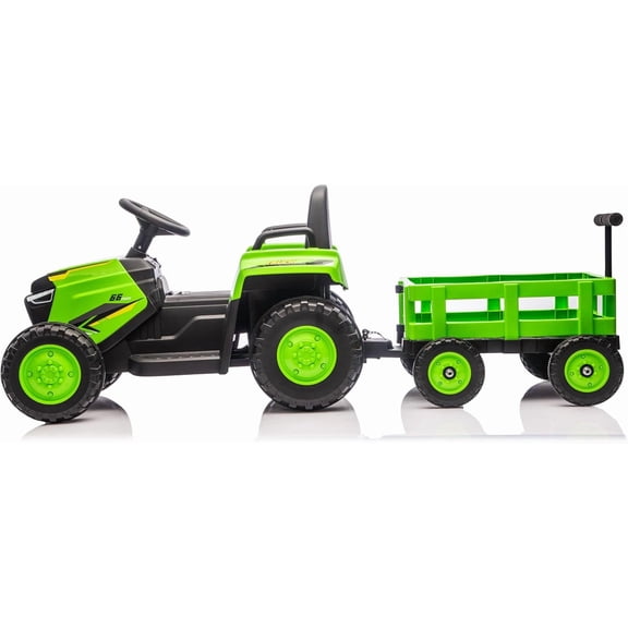 Acekid Green 12V Ride on Tractor with Detachable Garden Cart, Remote Control, 8-Wheel for Ages 3–8, Max Load 66 Lbs