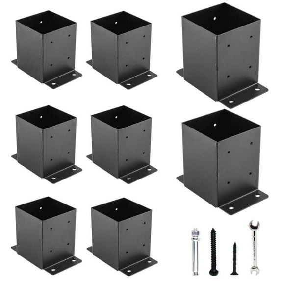 Acekid Heavy-Duty Adjustable Deck Post Bases for Pergola, Fence, Gazebo - 8Pcs 4x4 inch