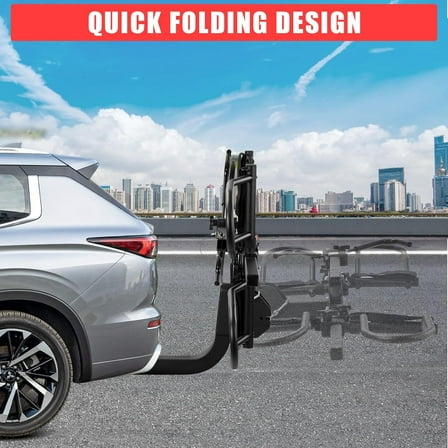 Acekid Hitch Mounted Bike Rack&nbsp;- Platform Style 2" Foldable Carrier for Standard/Fat/Electric Bicycles, 180 Lbs Capacity, Black