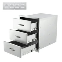 Acekid Kitchen Drawers - Stainless Steel Flush Mount Triple Access Drawers with Divider and Venting Panel